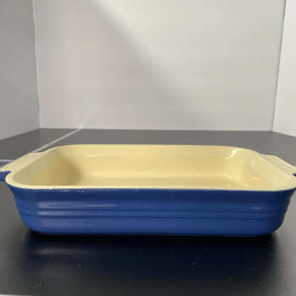 Le Creuset Rectangular Baking Dish 10x7x2 Blue Ceramic Pan France‎ Bakeware